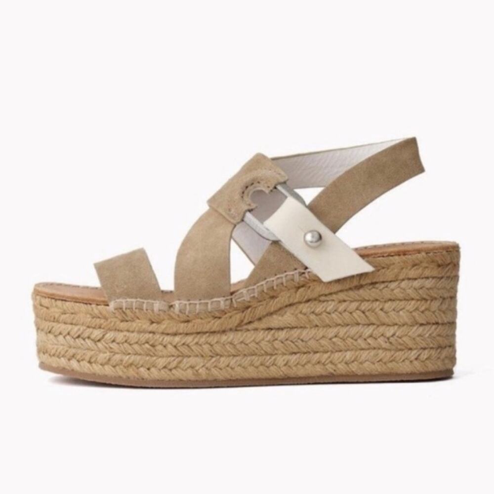 Rag & Bone August Espadrille - Suede Leather Platform‎ Sandal Light Sand 39 9